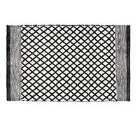 WENKO Alfombra de baño Tara sostenible de botellas de PET recicladas, con modernos patrones de estilo étnico y base antideslizante, lavable hasta 40°C, (An. x A): 50 x 80 cm, negro/blanco