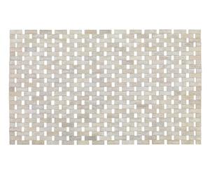 Wenko Alfombra para bañera Bamboo Blanco, 50 x 80 cm - Parte Inferior Antideslizante, Bambú, 50 x 80 cm, Blanco