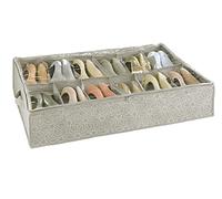 WENKO Bajocama para zapatos Balance - Almacenamiento para calzado en 12 compartimentos, zapatero con tapa, Polipropileno, 74 x 15 x 60 cm, Taupe