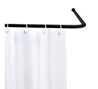 WENKO Barra angular universal negro - Barra para cortina de ducha , Aluminio, 2 x 2 cm, Negro