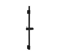 WENKO Barra de ducha Classic, barra para ducha o bañera de acero inoxidable con soporte para ducha de mano y soporte de pared móvil, dimensiones (An./P x Al): Ø 2,2 x 70 cm, negro