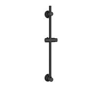 WENKO Barra de ducha sin perforar, fijación con almohadilla adhesiva especial de acero inoxidable con soporte para ducha de mano, soporte de pared móvil, (An./P x Al): Ø 2,2 x 70 cm, negro