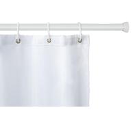 WENKO: Barra de ducha telescópica con sujetadores para cortina de baño, 70-115 cm, color blanco, sin necesidad de taladrar