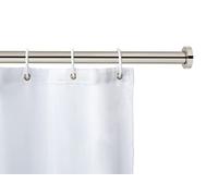 WENKO Barra de ducha telescópica «Luz», de cortina de ducha extensible in daptador de pared para sujeción a presión, sin taladrar, de acero fino inoxidable, 28 mm de Ø x 110 - 185 cm, color cromo