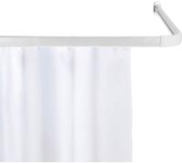 WENKO Barra para cortina de ducha, modelo Era. Barra angular de aluminio, flexible, que se puede montar en forma de L o U. Incluye deslizadores y accesorios. Color: blanco