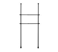 WENKO Barra para ropa Herkules set de 2, complemento del sistema telescópico a juego de metal para armarios vestidores o como perchero, incl. soportes de plástico, extensible hasta 120 cm, negro