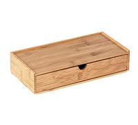 WENKO Box con cajón de bambù Terra - Caja de almacenaje, cesta para el baño Capacidad: 1.07 l, Bambú, 28 x 6 x 14 cm, natural