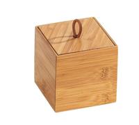 WENKO Box con tapa de bambú Terra- Caja de almacenaje, cesta para el baño Capacidad: 0.45 l, Bambú, 9 x 9 x 9 cm, natural