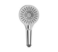 WENKO Cabezal de ducha Ultimate Shower, ducha de mano con 3 funciones, bajo chorro, silencioso, plástico con conexión universal de ½", para calentadores de agua instantáneos, Ø 13 cm, cromo/blanco