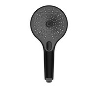 WENKO Cabezal de ducha Ultimate Shower, ducha de mano con 3 funciones, bajo chorro, silencioso, plástico con conexión universal de ½", apto para calentadores de agua instantáneos, Ø 13 cm, negro/gris