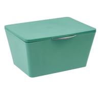 WENKO Caja con tapa Brasil verde - Cesta de almacenaje, cesta para el baño con tapa Capacidad: 2.247 l, Plástico (TPE), 19 x 10 x 15.5 cm, Verde