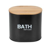 WENKO Caja de baño con tapa Gara, negro - Caja de almacenaje, cesta para el baño Capacidad: 1.092 l, Acero, 14.5 x 13.5 x 10.5 cm, Negro