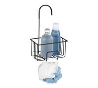 Wenko Carrito de ducha Mod, Milito colgante negro elegante organización baño acero inoxidable PET duradero para accesorios 18x28.5x13 cm