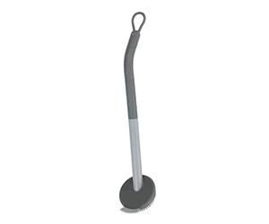 WENKO Cepillo de lavado Cuvo de plástico con mango ergonómico y raspador para residuos persistentes de limpieza higiénica, apto para lavavajillas, 6 x 31 cm, color gris