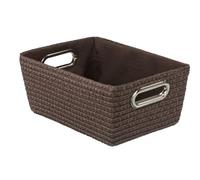 Wenko Chromo - Cesta para el baño y el hogar de plástico Tejido, 28 x 12 x 19.5 cm, Color marrón