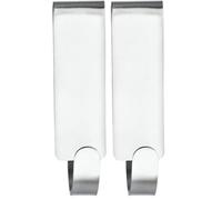 Wenko Colgador mural de ducha doble Vieste acero inox oscuro - Ganchos para pared de la ducha, Acero inoxidable, Plateado (Mate), 2 x 7 x 5.5 cm (Paquete de 2)