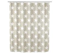 WENKO Cortina de ducha Stella taupe antimoho - Antibacteriana, lavable, con 12 anillos para cortina de ducha, Poliéster, 180 x 200 cm, Taupe