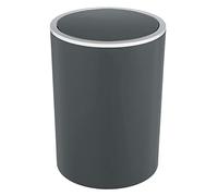 WENKO Cubo de basura con tapa abatible Inca, 5 litros de capacidad, papelera para el cuarto de baño de invitados, cubo de plástico para la basura de la cocina, sin BPA, Ø 18,5 x 25,5 cm, antracita