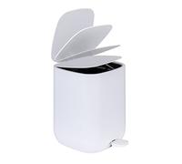 WENKO Cubo de pedal 6,5 L con descenso automático Easy-Close | cubo de baño de plástico, 23,5 x 26 x 27,5 cm, blanco mate, Mod Davos
