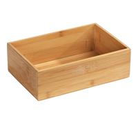WENKO Depósito de bambú Terra L - repisa para el baño Capacidad: 1.8 l/1.15L, Bambú, 23 x 7 x 15/15 x 7 x 15 cm, natural 23 x 7 x 15cm.