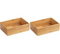 Wenko Depósito de Bambú Terra L, Repisa para el Baño, Capacidad 1.8 l, Bambú, 22 x 7 x 15 cm, Natural (Paquete de 2)