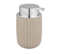 WENKO Dispensador de jabón Agropoli, color beige, dosificador recargable de 250 ml, fabricado con plástico de calidad con diseño vívido y superficie texturizada, 7,5 x 12,5 x 9 cm