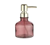 WENKO Dispensador de jabón Atessa Altrosa, delicado dosificador de vidrio con cabeza de bomba dorada, rellenable con hasta 200 ml de jabón líquido, Óptima para el lavabo, Ø 8 x 14 cm