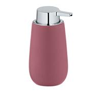 WENKO Dispensador de jabón líquido Badi, dosificador rellenable de cerámica de calidad con superficie mate, cabezal de plástico robusto, capacidad de 320 ml, 9,5 x 16 x 8 cm, rosa envejecido