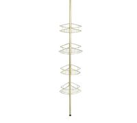 WENKO Dolcedo Gold - Estantería esquinera telescópica con 4 estantes para champú, gel de ducha y otros (31 x 65-275 x 23 cm)