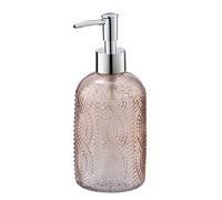 WENKO Dosificador de jabón Vetro redondo rosa - Dispensador de jabón líquido Capacidad: 0.4 l, Vidrio, 8.5 x 19 x 7.5 cm, Rosa