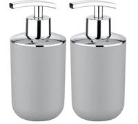 Wenko Dosificador jabón Brasil Gris - a Prueba de Rotura Capacidad: 0.32 l, Plástico (TPE), 7.3 x 16.5 x 9 cm, Gris (Paquete de 2)