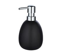 WENKO Dosificador jabón Polaris negro mate cerámica - Dispensador de jabón líquido Capacidad: 0.39 l, Cerámica, 9.5 x 16 x 9 cm, Negro
