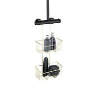 WENKO Ducha termostática Caddy Milo, 2 niveles, para colgar en el grifo, estante de acero inoxidable, 25 x 55 x 14 cm, color dorado