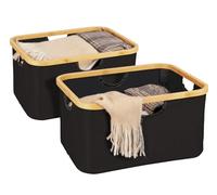 WENKO Ecori - Juego de 2 cestas Plegables para Ahorrar Espacio, 28 L, bambú, Natural, 40 x 21 x 33 cm