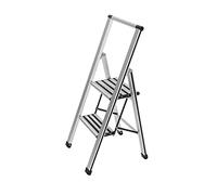 WENKO Escalera Plegable en diseño de Aluminio 2 peldaños - 2 marches, Aluminio, 44 x 101 x 5.5 cm, Plata Mate