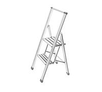 WENKO Escalera Plegable en diseño de Aluminio 2 peldaños - 2 marches, Aluminio, 44 x 101 x 5.5 cm, Plata Mate