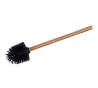 WENKO Escobilla de silicona para inodoro, escobilla de repuesto con mango de bambú y cabezal de silicona intercambiable para limpieza higiénica del inodoro, (An./P x Al.): Ø 7,5 x 35 cm, marrón/negro