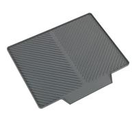 WENKO Escurreplatos Nelia, estera de goma con estructura acanalada e inclinada para un óptimo drenaje del agua, extensión lateral para el fregadero, plástico de calidad, 34 x 3 x 40 cm, gris