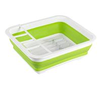 Wenko Escurreplatos Plegable, Polipropileno, Blanco y Verde, 31x36.5x13 cm