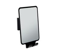 Wenko Espejo antivaho Vacuum-Loc® Quadro, Espejo de Pared para baño y Ducha, se Fija sin taladrar, 14 x 19,5 x 8 cm, Negro