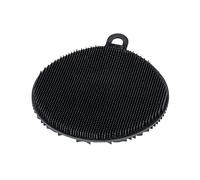 WENKO Estropajo suave de silicona, color negro, set de 2 esponjas antiarañazos con estructura de burbujas, ojal para colgar y ventosa, apta para lavavajillas, esponja higiénica de Ø 12 x 1 cm c/u