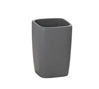 Wenko Faro Vaso para Cepillos de Dientes, Cerámica, Gris, 7.5x7.5x10.7 cm