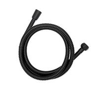 Wenko Flexo de ducha 150 cm, acero inoxidable, manguera revestida, antitorsión, conexión 1/2", negro
