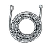 WENKO Flexo para ducha acero inoxidable 200 cm - manguera de ducha con protección contra torsión y aprobación para agua potable, Acero inoxidable, 200 cm, Plata