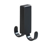 WENKO Gancho de ducha doble Vieste negro mate - Ganchos para pared de la ducha, Acero inoxidable, 2 x 7 x 5.5 cm, Negro