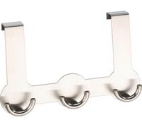 WENKO - Ganchos para perchas de acero inoxidable, barra de 3 ganchos modelo RONDO, para colgar en la puerta, ideales para pasillos