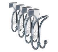 Wenko Juego de 2 ganchos para puerta, 2 ganchos para armario, ropa, baño, acero, 3,2 x 9,5 x 6 cm, color plateado (Paquete de 4)