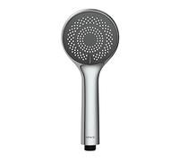 WENKO Mango de ducha Watersaving Ø 9,6 cm - ducha de mano universal, rociador de ducha con sistema de ahorro de agua y 3 tipos de chorros, Plástico (ABS), 9.5 x 9.5 cm, Cromo
