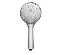 WENKO Mango de ducha Watersaving cromo Ø 11 cm - ducha de mano universal, rociador de ducha con sistema de ahorro de agua y 5 tipos de chorros, Plástico (ABS), 11 x 11 cm, Cromo