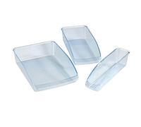 WENKO Organizador para refrigerador juego de 3 - Caja para almacenamiento, de 3 piezas, Poliestireno, 22.5 x 8 x 33 cm, Transparente